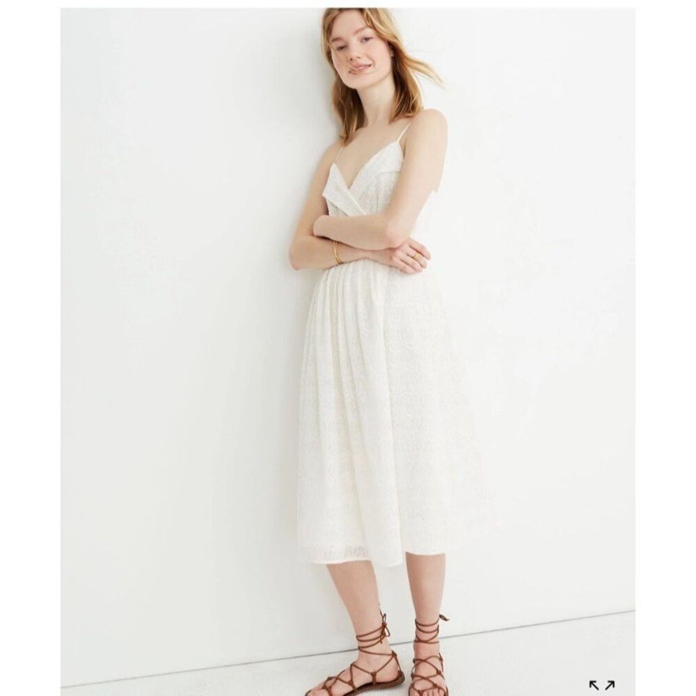 Madewell Size XS Floral Embroidered Pleat Wrap Midi Dress NWT💖 - Picture 3 of 14